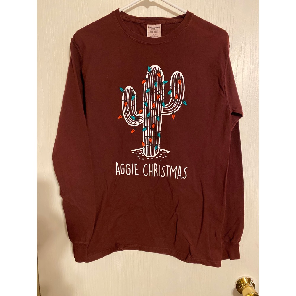 ComfortWash Aggie Christmas Cactus Long Sleeve T-Shirt Maroon S Texas A&M
0518
